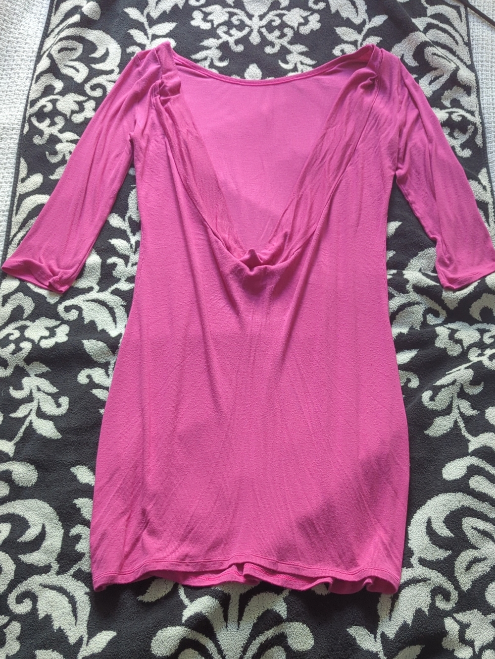 2013 Vintage Victoria's Secret Backless Fuchsia Ribbed Knit Dress Size Medium